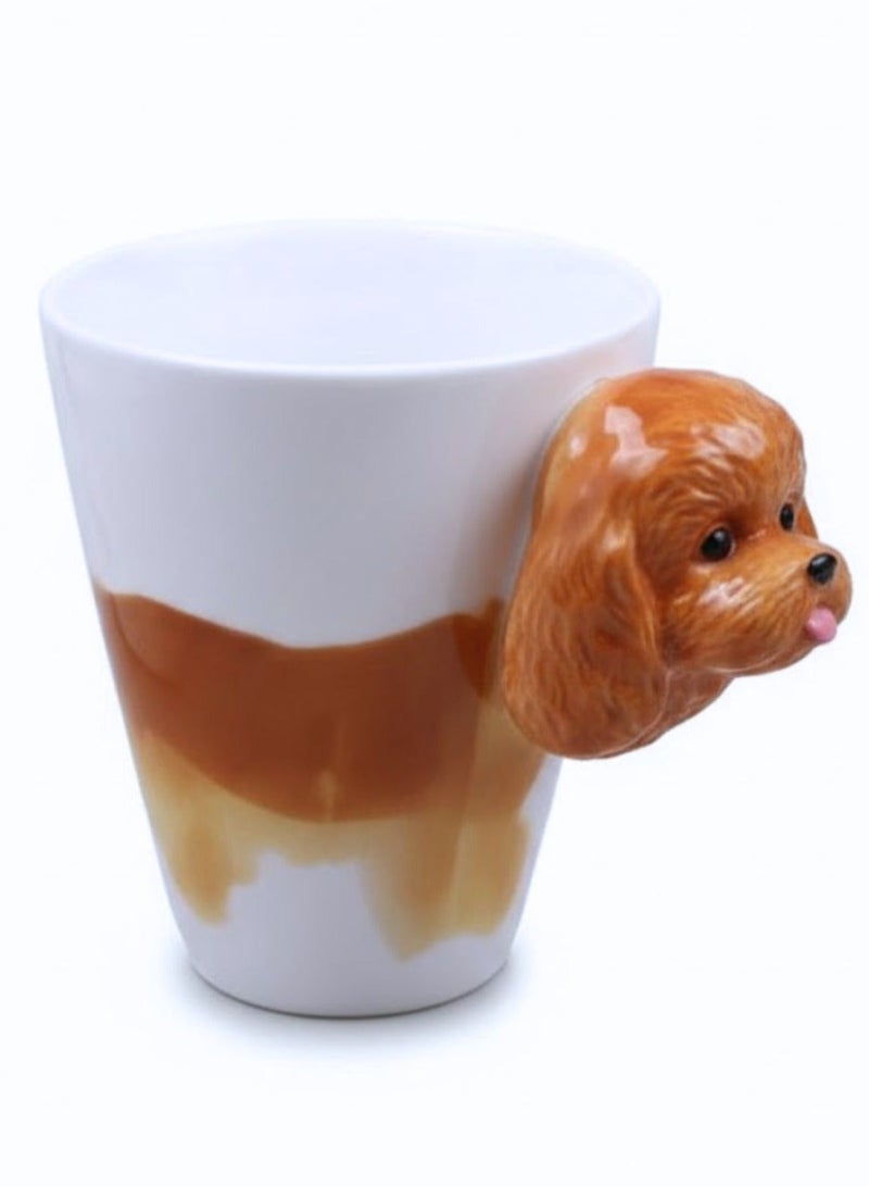 سولاري كوب سيراميك لطيف على شكل جرو، كوب قهوة ثلاثي الأبعاد على شكل رأس كلب، هدية لمحبي الحيوانات، كوب شاي بتصميم كلب مصنوع يدويًا، هدية فريدة لمالك الحيوان الأليف، ديكور مطبخ مضحك على شكل كلب (بودل) - Image 1